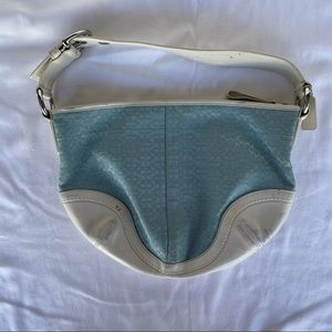 Blue and white Coach purse.